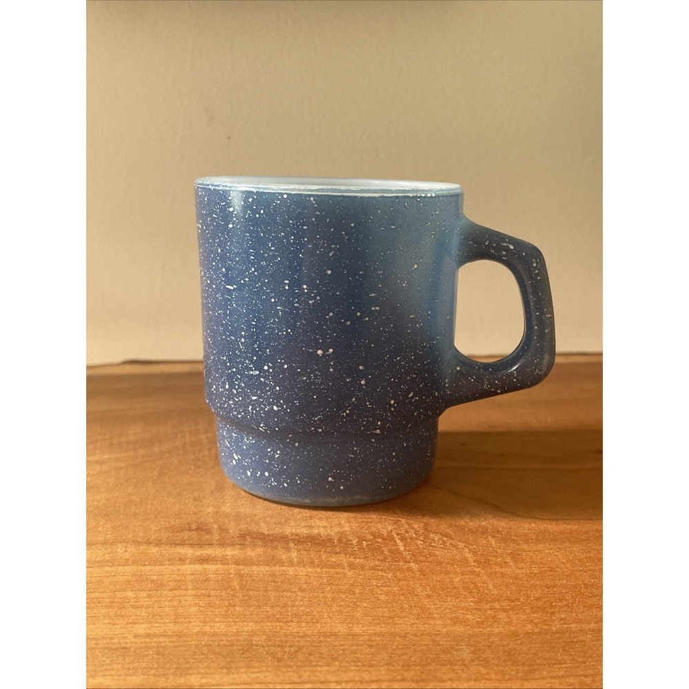 Vintage Anchor Hocking Fire King Ware Blue Speckled Coffee Cup Mug